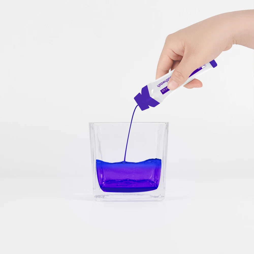Wholesale Packet Portable Sample 12ml Mint Flavor Teeth Whitening Mouthwash Purple Mouthwash
