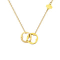 Fashion Women Party Geometric Pendant Chain Simple Double Rings Titanium Stainless Steel Gold Silver Clover Pendant Necklace