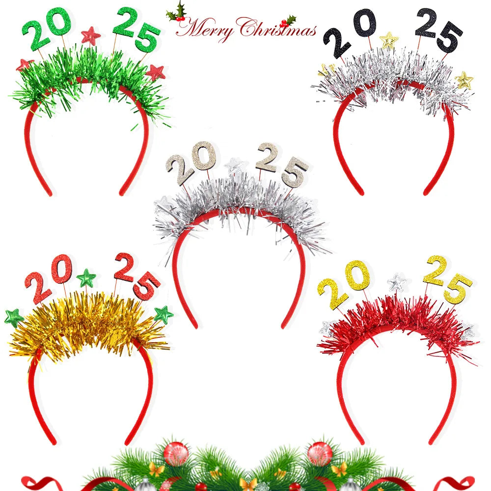 2025 New Christmas Headband New Year Party Decorated Headdress bar Mall New Year's Eve Event Headband