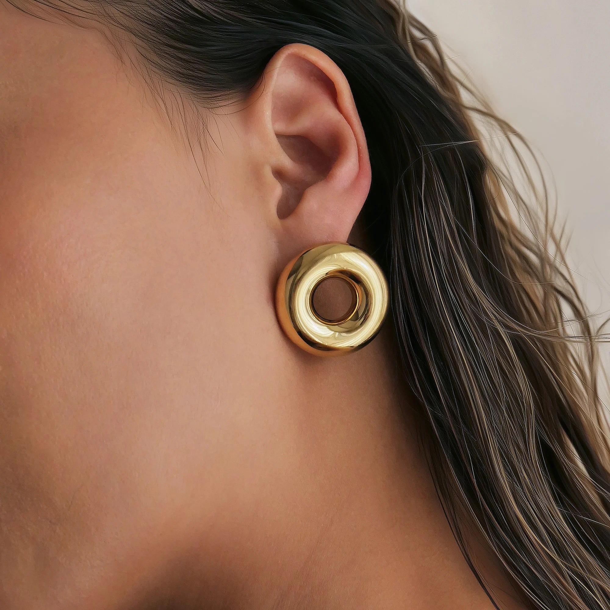 NEW BOHO DAINTY SWIM RING CIRCLE GYPSY EARRINGS 2025 Dazan 18k Gold Plated Hypoallergenic Stainless Steel Tarnish Free Jewelry