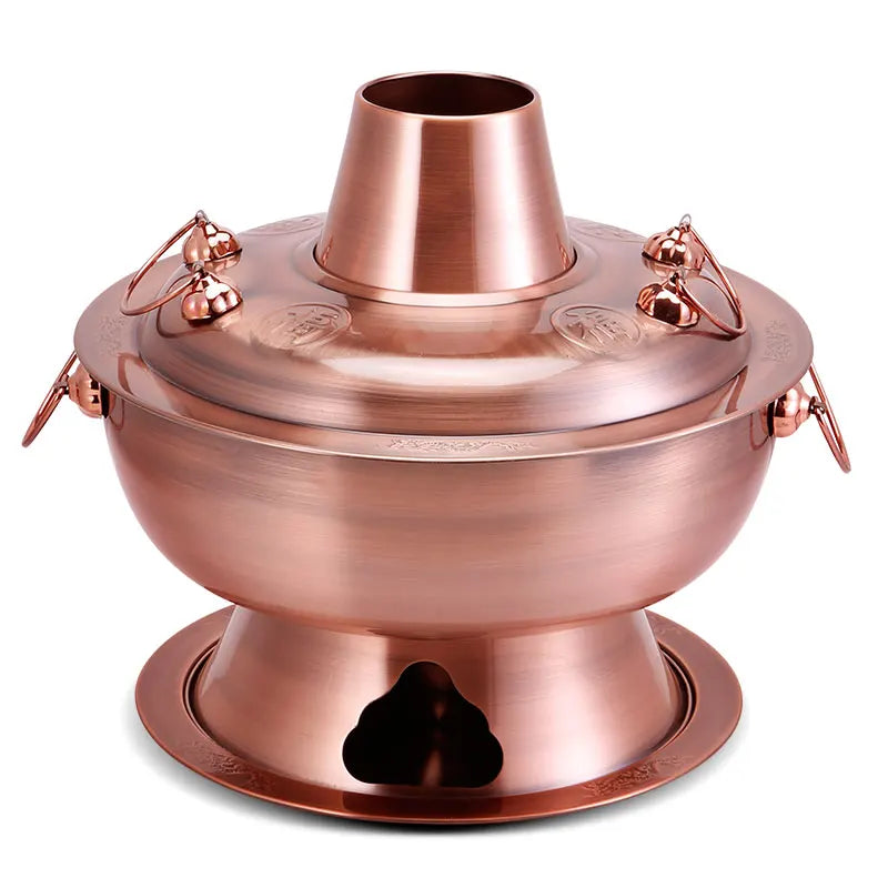 Luxury Chinese Style Stainless Steel Charcoal Hot Pot 28/32/34/36 Cooking Copper Thai Shabu Shabu Hot Pot Cooker