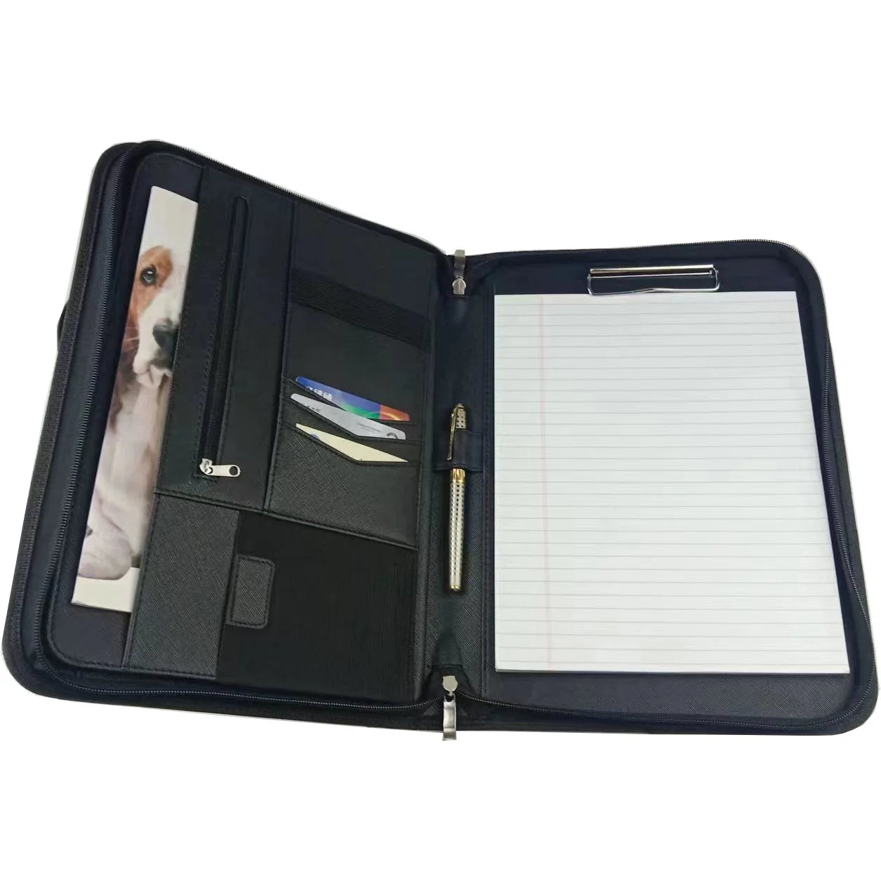 Mobile A4 Leather File Folder Portfolio Binder Business Conference Company Folder Organizer Custom Embossed logo Document Bag