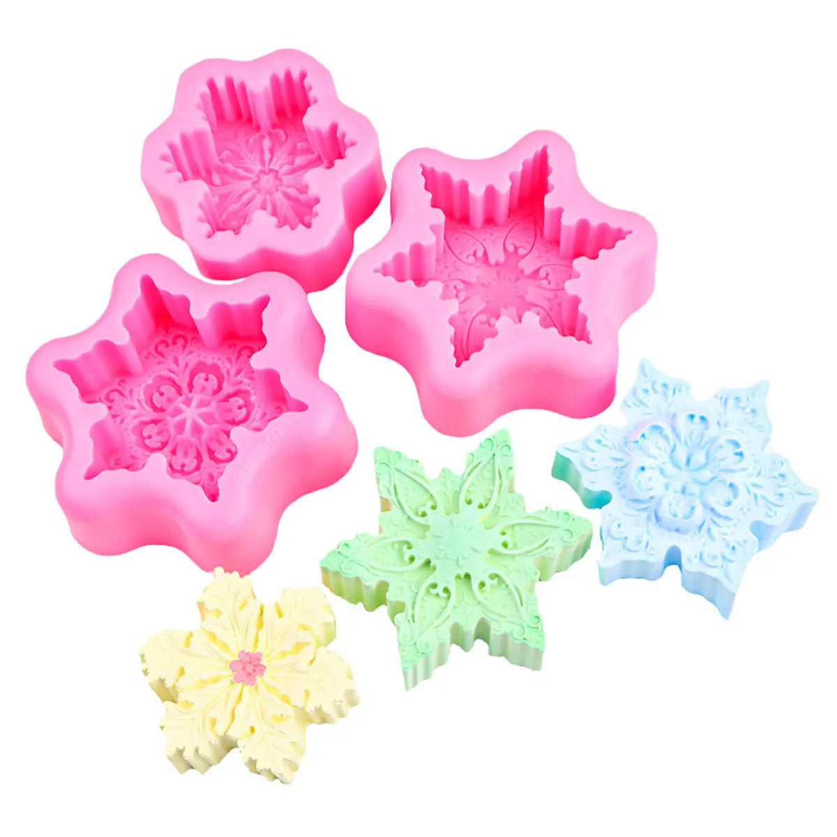 HY Christmas Snowflake Silicone Mold for Soap Candle Cake Decoration Resin Craft Making Molds