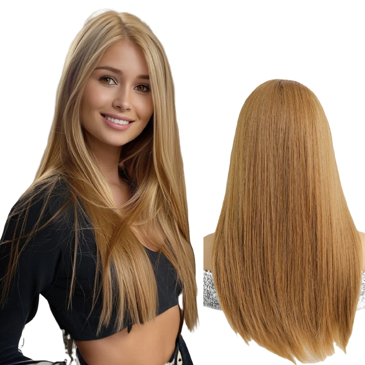 New Style13x6 Front Lace Handmade Crochet Natural Hairline Futura Fiber Synthetic Lace Wigs 22Inches Straight Wig for Women Hair