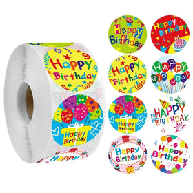 In Stock Wholesale 500 Pcs Children Cartoon Happy Birthday Stickers Cute Birthday Party Decoration Stickers