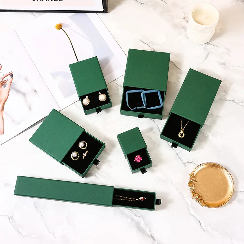 Luxury Custom Logo Printed Cardboard Drawer Jewelry Boxes Paper Packaging for Rings Earrings Bracelets Candles Gift Boxes