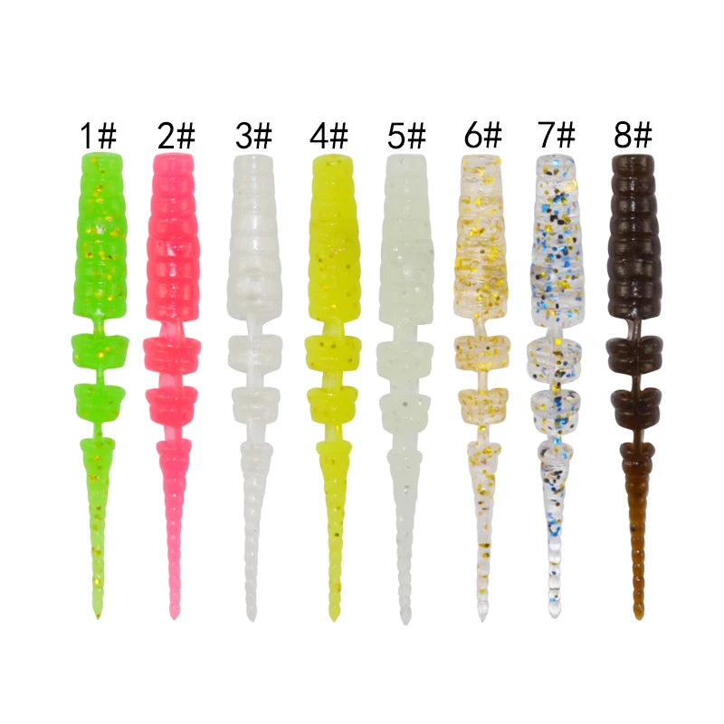 Fishing Soft Lures 4.2cm 0.35g 12pcs  Luminous Jig Rock Fishing Lure Worm Lure Soft Baits Artificial Root Fishing Soft Lure