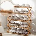 Top 3 Tier Customized Portable No Assembly Foldable Designs Amazing Living Wooden Bamboo Panel Shoe Racks for Home