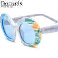 Borregls Multicolor Matte Acetate Polarized Sunglasses Women 2025 New Brand Designer Oval Sun Glasses Men Mirrored Shades 19345T