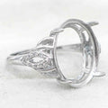 Sterling Silver 13*17mm Semi Mount Ring Empty Frame Blank Support Setting S925 Base Holder Without Center Stone for DIY Inlay