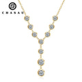 Y Design Necklace 925 Sterling Silver 4mm&3mm Round D Color VVS1 Moissanite Necklace for Women Wedding Jewelry