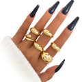 6Pcs/Set Punk Style Gold Color C Shape Open Ring for Women Jewelry