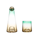 2022 New Handmade Large Capacity Portable Business Eco-Friendly Gradient Gold Rim Crystal Glass Carafe Water Pitcher Set Lid