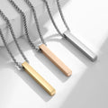 Minimalist Stainless Steel LOGO Name Engraved 3D Blank Rectangle Bar Pendant Geometric DIY Lettering Necklace Jewelry Party Gift
