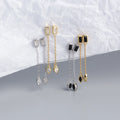 New Cute Design S925 Sterling Silver 18K Gold Plating Drop Zircon Pendant Chain Earrings for Women YHE0295