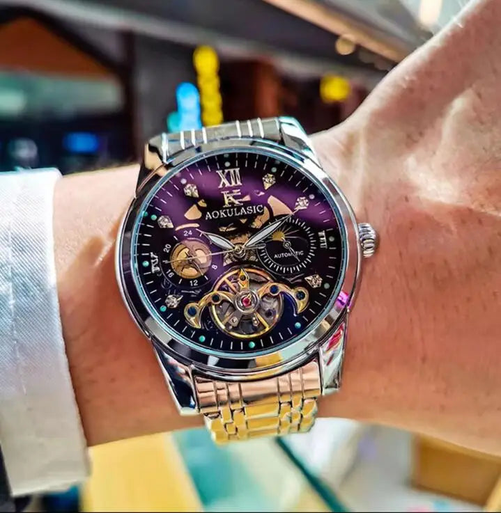 Aokulasic Automatic Mechanical Men WristWatch Top Brand Luxury Waterproof Man Watch Sport Male Clock Relogio Masculino