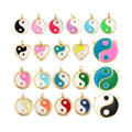 Enamel Taiji Gongfu Charm  18K Real Gold Plated ColourNecklace Bracelet Pendant for Handmade Jewelry Supplies L07
