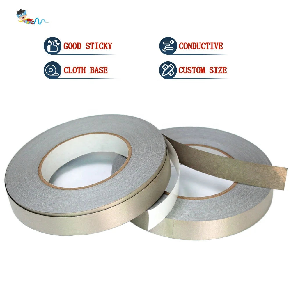 2- Recyclable Heat Resistant LCD Laptop Cable EMI Shielding Conductive Fabric Cloth Self Adhesive Tape