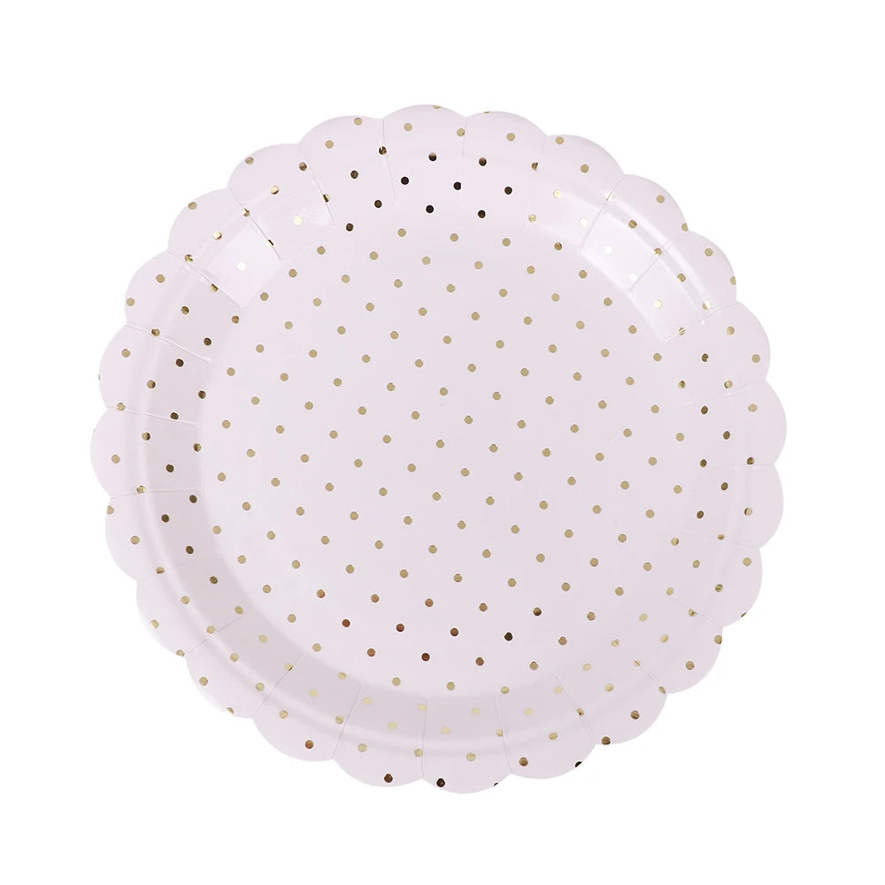 Dot Gold Foiled Modern Napkins Disposable White Print Paper Plates for Easter Party Shinning Stars Foil Stamping Degradable