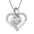 Wholesale Rhodium Plated 8A White Zirconia 925 Sterling Silver Heart Pendant Necklace for Mother's Day Gift