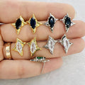EC1879 Womans Fashion Unique Irregular 18K Gold Plated Clear CZ CZ Sea Star Texture Concave and Convex Asymmetric Stud Earrings