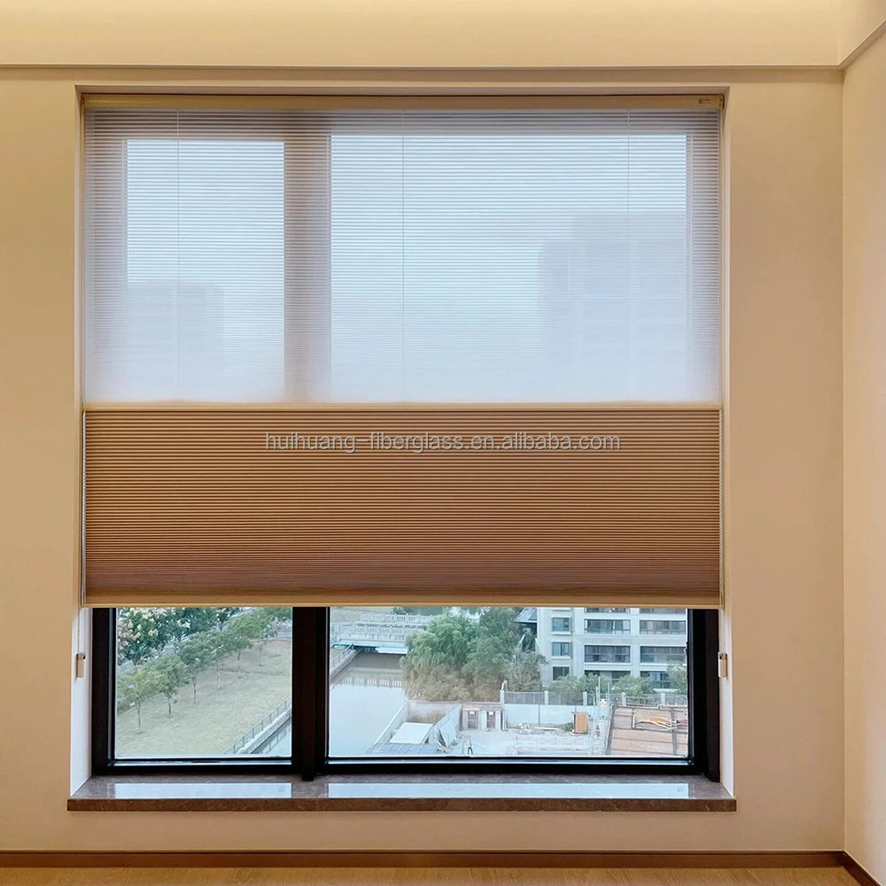 Custom Honeycomb Cellular Shades Non-Woven Fabric Horizontal Electric Day and Night Window Blinds  Curtains Shutters
