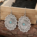 European and American Bohemian Style Southwest Chunky Vintage Alloy Turquoise Earrings