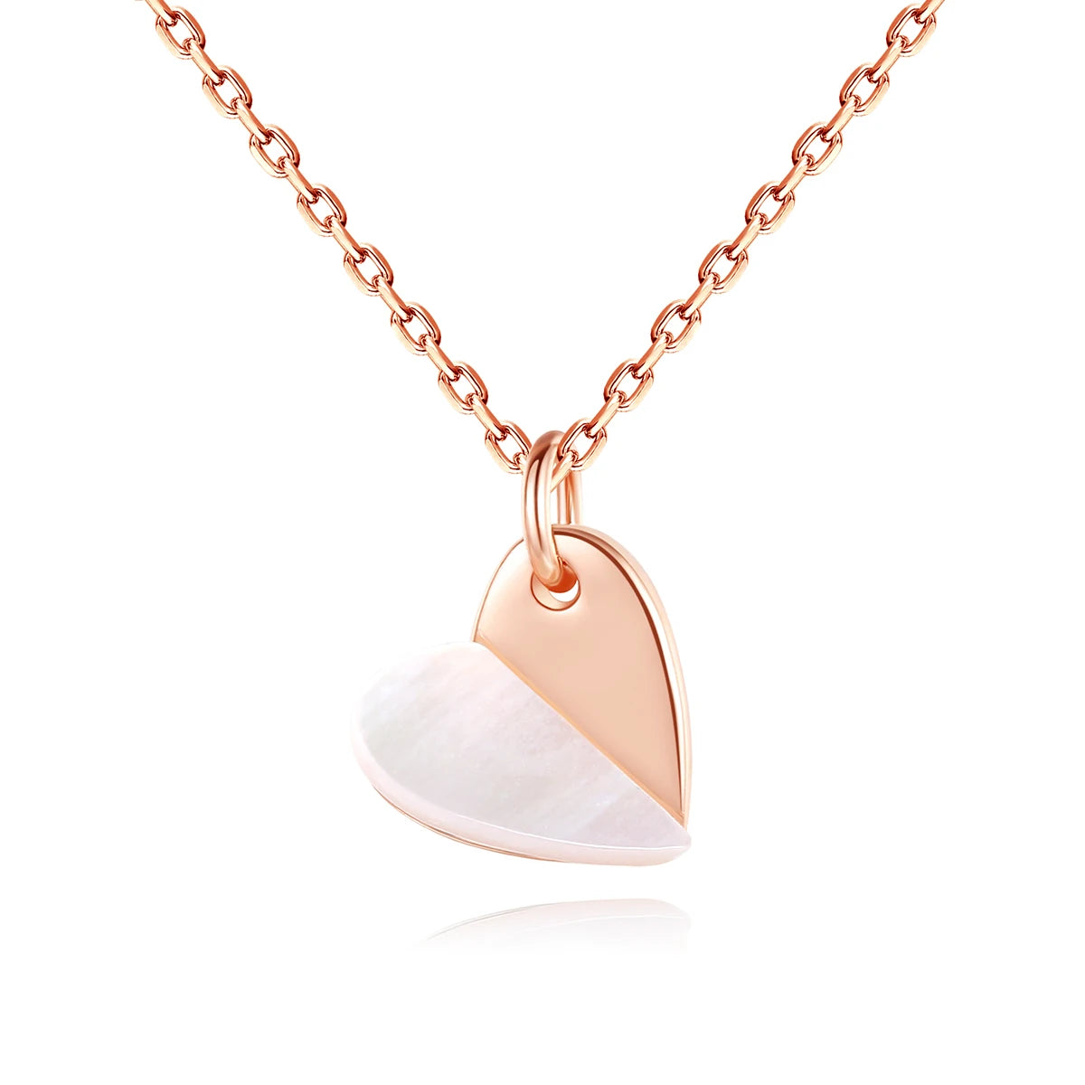 2026 CZCITY Stylish Simple Jewelry Sterling Silver Heart S925 Rose Gold Heart Shell Women Necklace