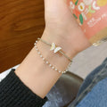 Korean Style Simple and Versatile Lover Bracelet Adjustable Niche Design Imitation Pearl Charm Bracelet for Women