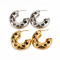 Waterproof 18K Gold Plated Jewelry Stainless Steel Hollow Out Love Heart Pattern C Shape Earrings for Women