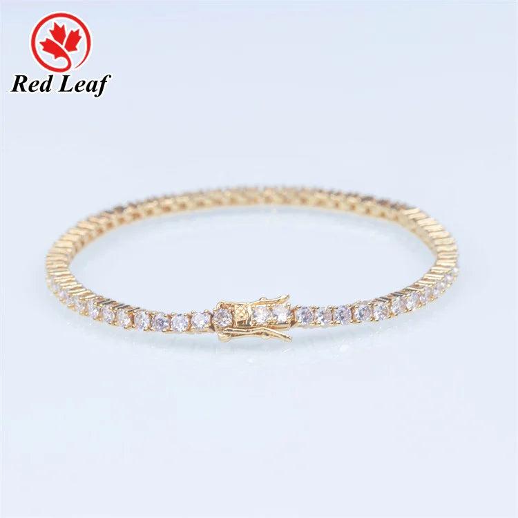 Redleaf Jewelry Moissanite Diamond 3mm 4mm 5mm Hip Hop Bling Jewelry Gold Silver Moissanite Tennis Chain Necklace Iced Out