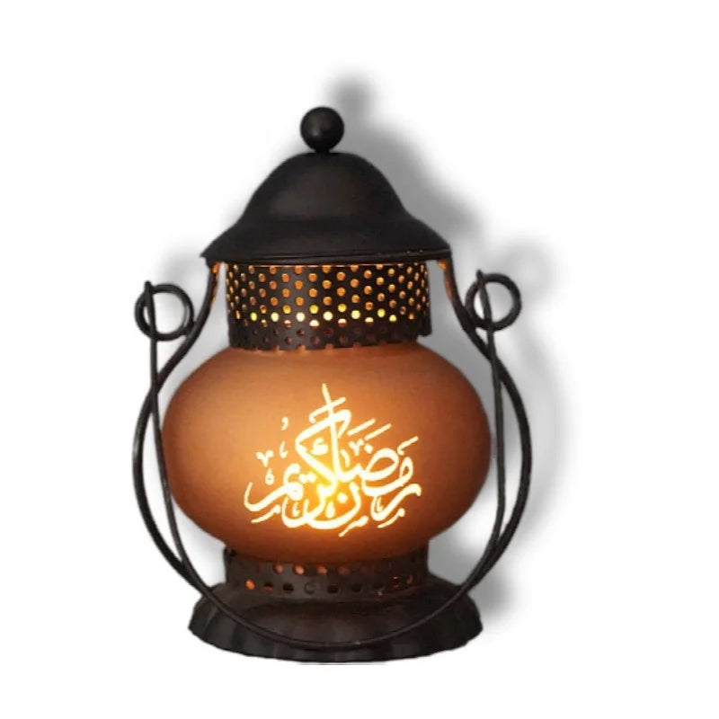 Kanlong EID MUBARAK Ramadan Led Iron Art Wind Lantern Artifact Decoration pony Lamp Candlestick