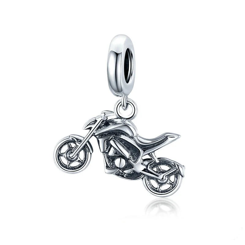 Hot Sale Motorcycle Charisma Pendant 925 Sterling Silver Cool Sports Style DIY Beads Bracelet Accessory Boyfriend Gift Wholesale