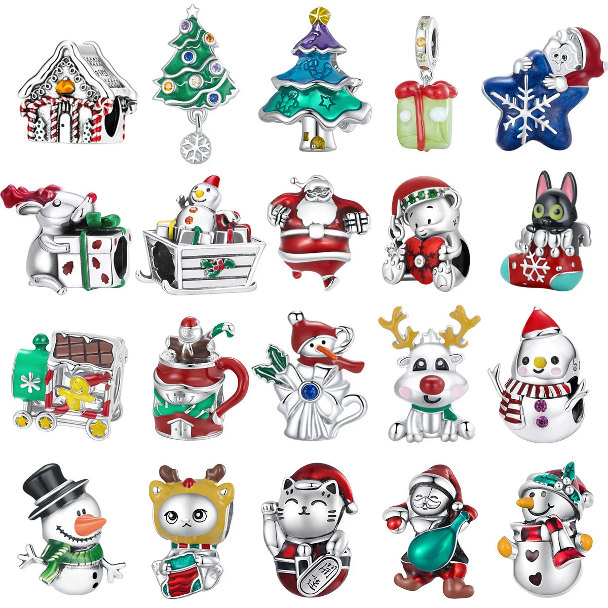 Christmas Series Designer Sterling Silver Bracelet Wholesale Cartoon Christmas Charms