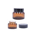 Luxury 30g 50g Empty Amber Glass Cream Container Glass Jar with Plastic Lids for Cosmetics Packaging