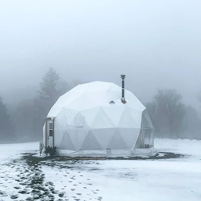 4m-40m Round Luxury Glamping Geodesic Winter Igloo Warm Dome Tent With Stove Curtains Bathroom