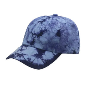 Custom Design Blue Artistic Tie Dye 6-Panel Cotton Washed Outdoor Golf Hat Cap