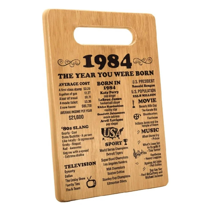 Best Seller Happy 40 Year Old Birthday Gifts Vintage 1984 40th Birthday Decorations Bamboo Cutting Board