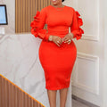 New African Women's Large Size Fashion and Elegant Tongle Long Sleeved Dress