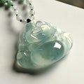 Jade Buddha Pendant for Man Ice Species Floating Green Jade Buddha Pendant Big Belly Laughing Buddha Pendant Necklace Jewelry
