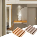 Decorative Composite PVC Coated Cladding Notched Walnut Colored Eco Wood Laminate Decorative Wall Cladding Wpc