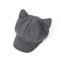 Cute Cat Ears Newsboy Hat Paperboy Caps Warm Cabbie Gatsby Painter Hats Vintage Wool Octagonal Cap for Women