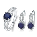 A3202 Abiding Fine Jewelry Wholesale Modest Designs Diffusion Sapphire Gemstone Halo 925 Sterling Silver  Jewelry Set for Women