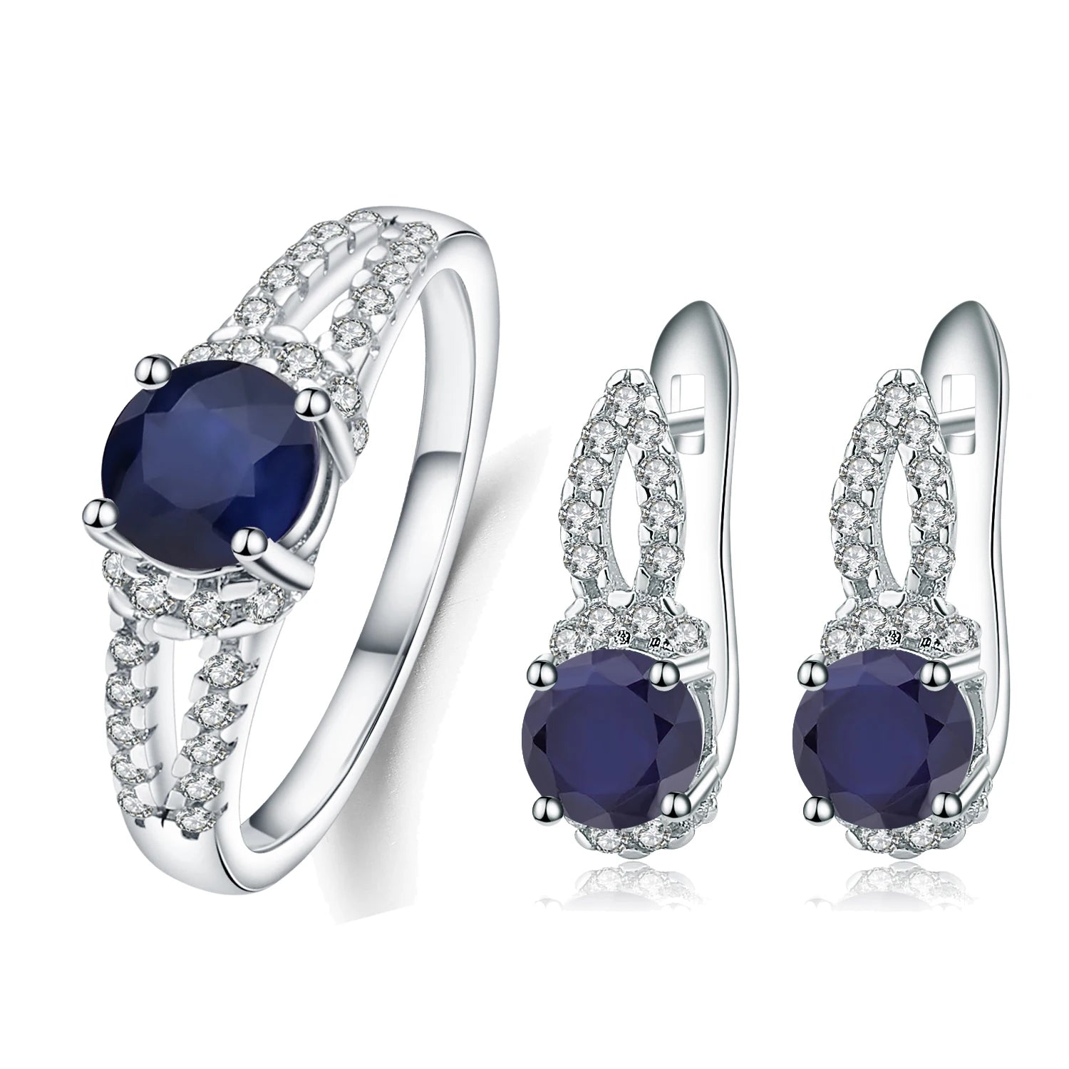 A3202 Abiding Fine Jewelry Wholesale Modest Designs Diffusion Sapphire Gemstone Halo 925 Sterling Silver  Jewelry Set for Women