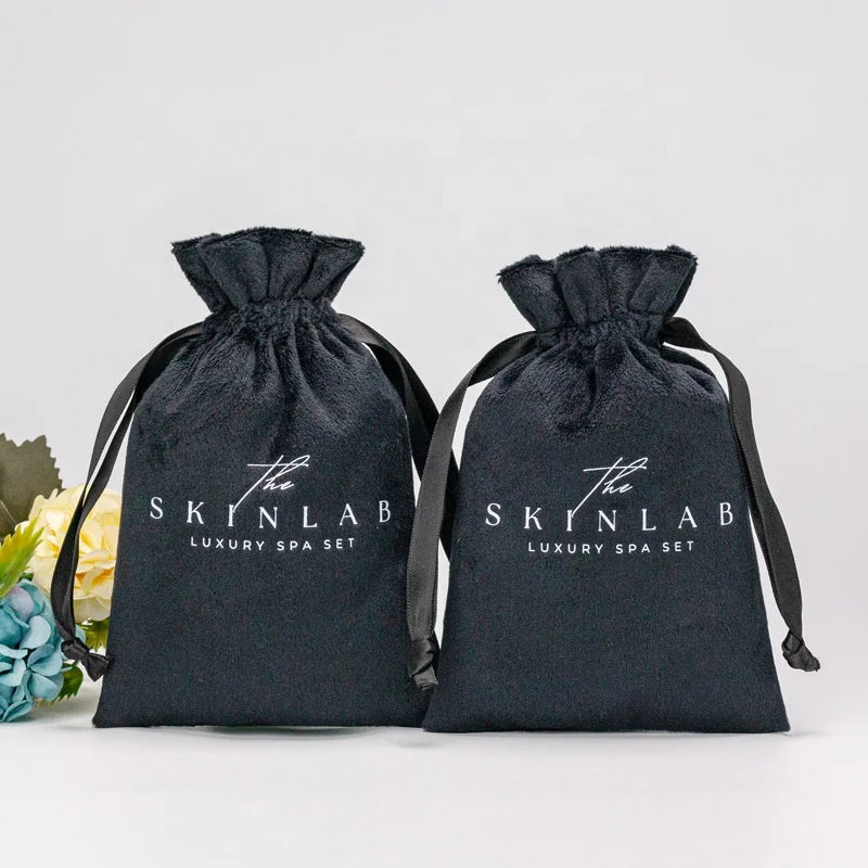 Promotional Drawstring Velvet Bag Custom Logo Printed Drawstring Pouch Packaging Fabric Gift Bags