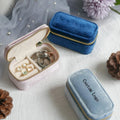 Custom Luxury Velvet Storage Gift Boxes with Logo Printed Velvet Organiser Earrings Accessories Mini Travel Jewellery Boxes Case