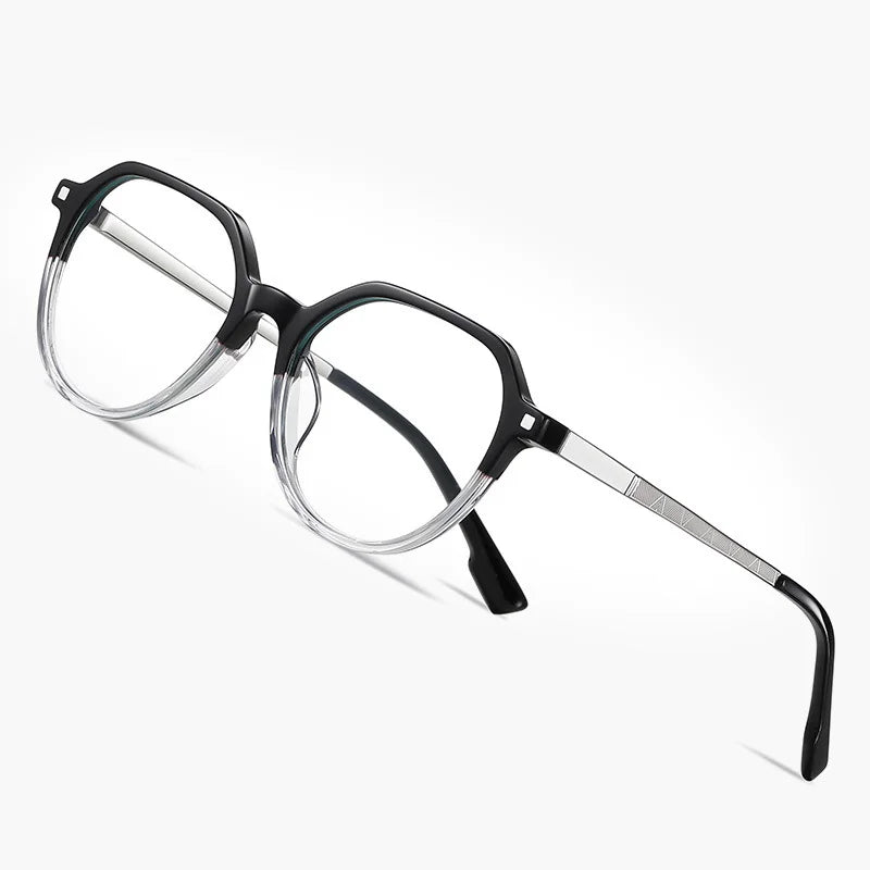 Men and Women's New Anti Blue Light Flat Glasses Fashionable Laser Metal with Classic Style and PC Frame Myopia Glasses