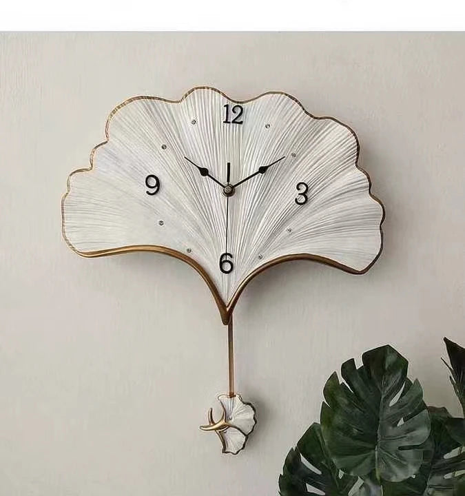40CM Manufacturer White Feather Shaped Wall Clock with Pendulum  Timepiece Home Office Decor Gift Watch Dropshipping to Door DDP