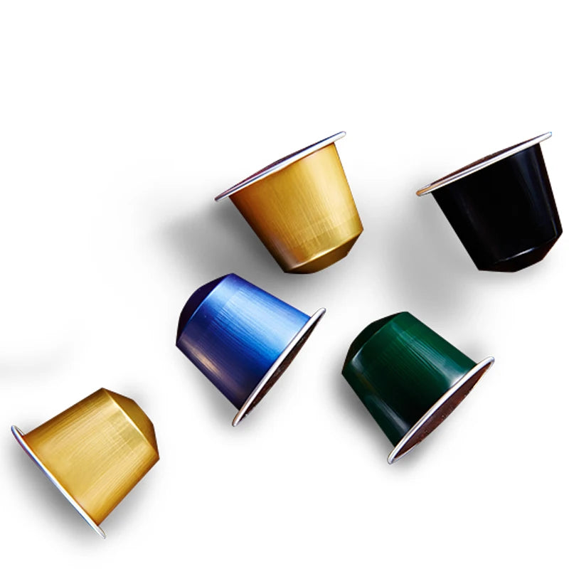 Wholesale Empty Coffee Capsules Aluminum 15ml Capacity 12 Colors Customized Logo with Self-adhesive Lid