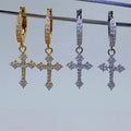 Fashion Jewelry Luxury Vvs Moissanite Pass Diamond Test Gold Plated  925 Sterling Silver Cross Earrings